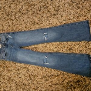 Girls Abercrombie & Fitch Kids High Rise Flare Distressed Jeans size 10 12 Long